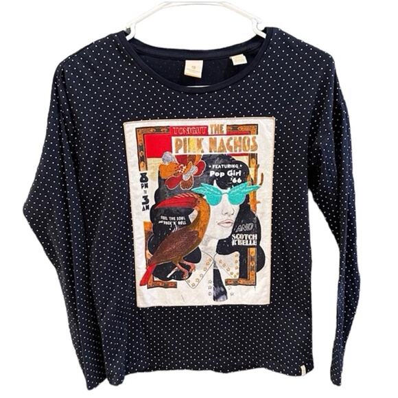 Scotch & Soda Polka Dot Concert Poster Shirt, VGUC, Sz 12/152cm (12A) - Picture 1 of 7